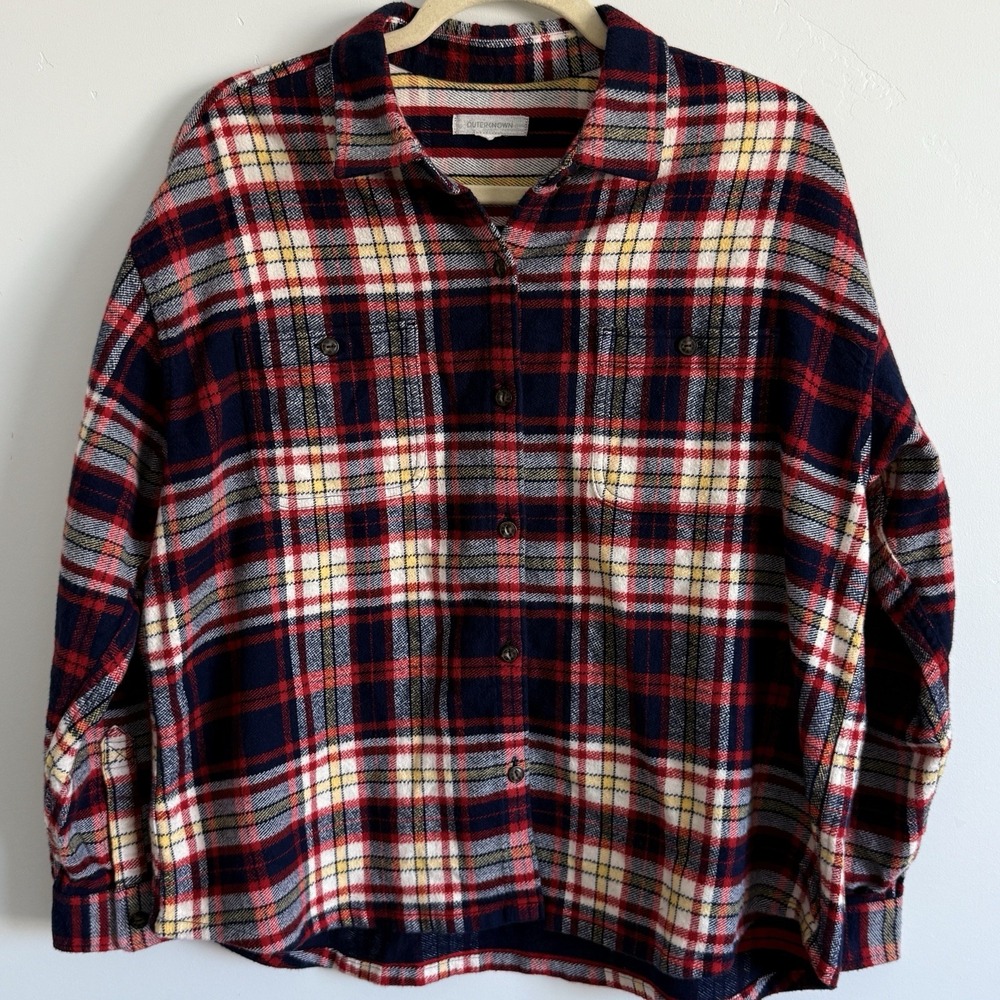 Outerknown Blanket Shirt Womens M Red Button Up Flannel‎ Heavy Twill Shacket